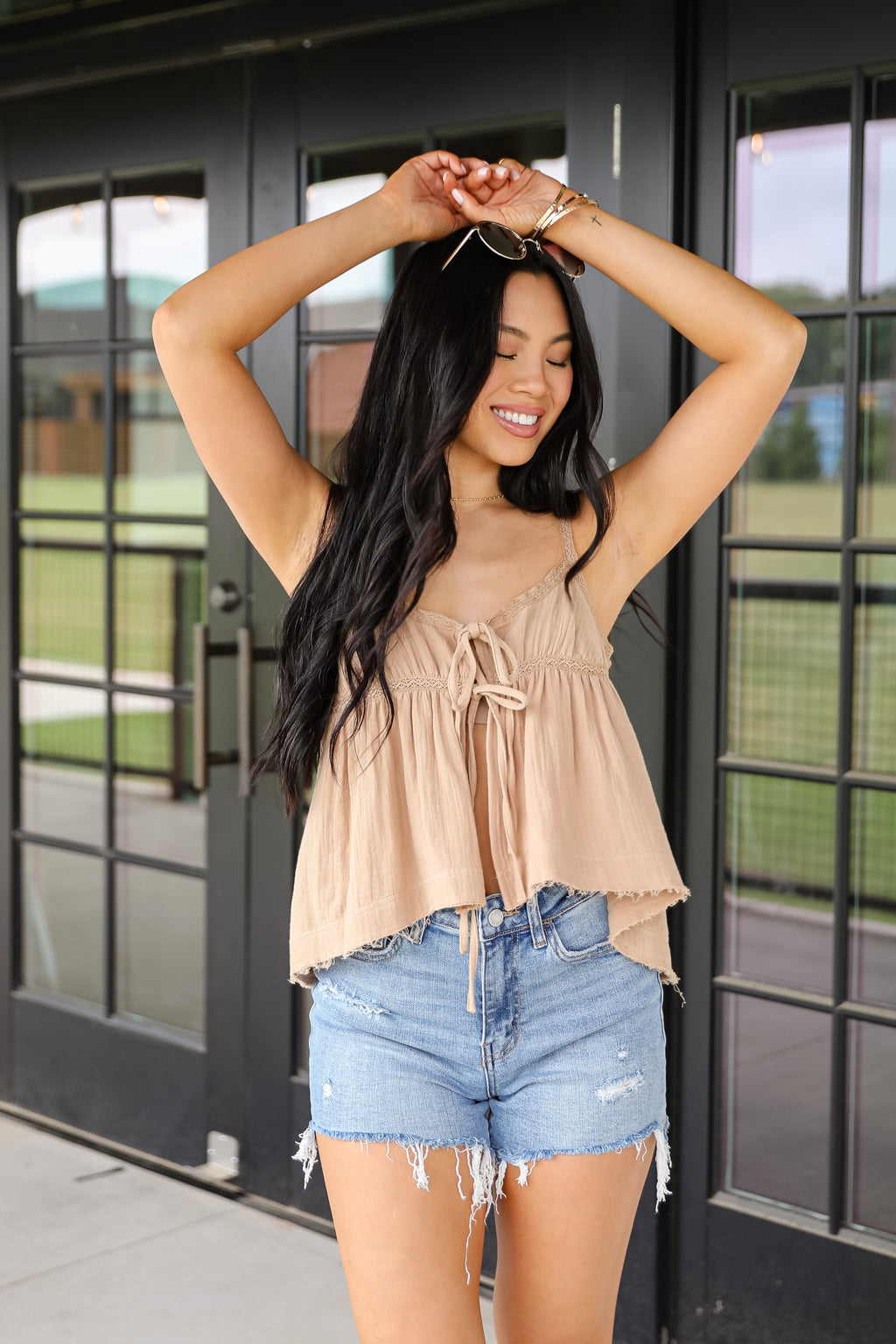 FINAL SALE - Conceptually Chic Taupe Linen Tank