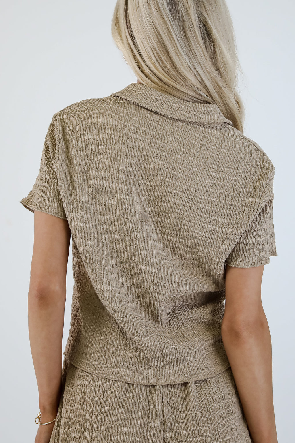 FINAL SALE - Life Of The Party Khaki Textured Blouse - DU DEAL