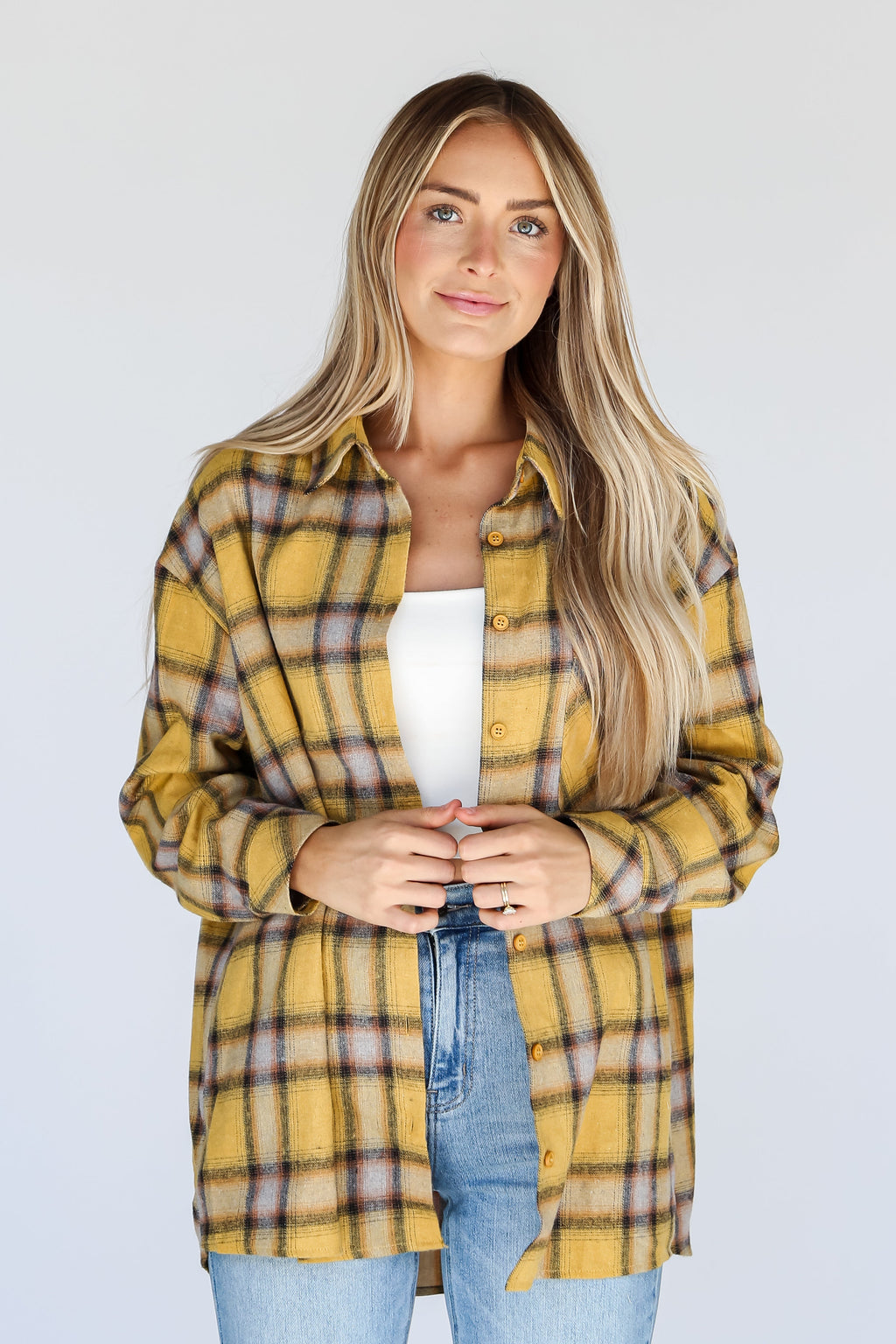 FINAL SALE - All About Fall Mustard Plaid Flannel
