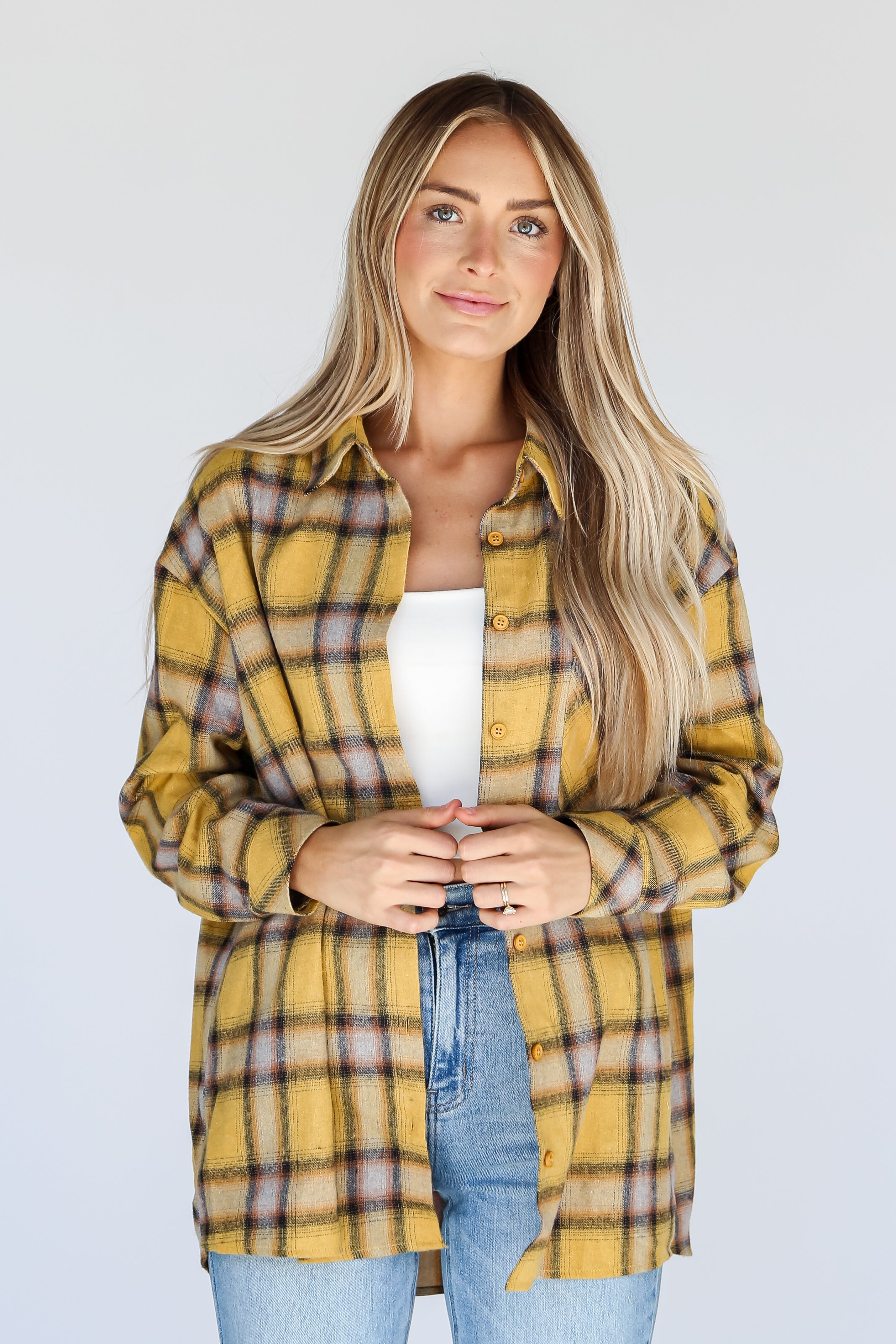 FINAL SALE - All About Fall Mustard Plaid Flannel