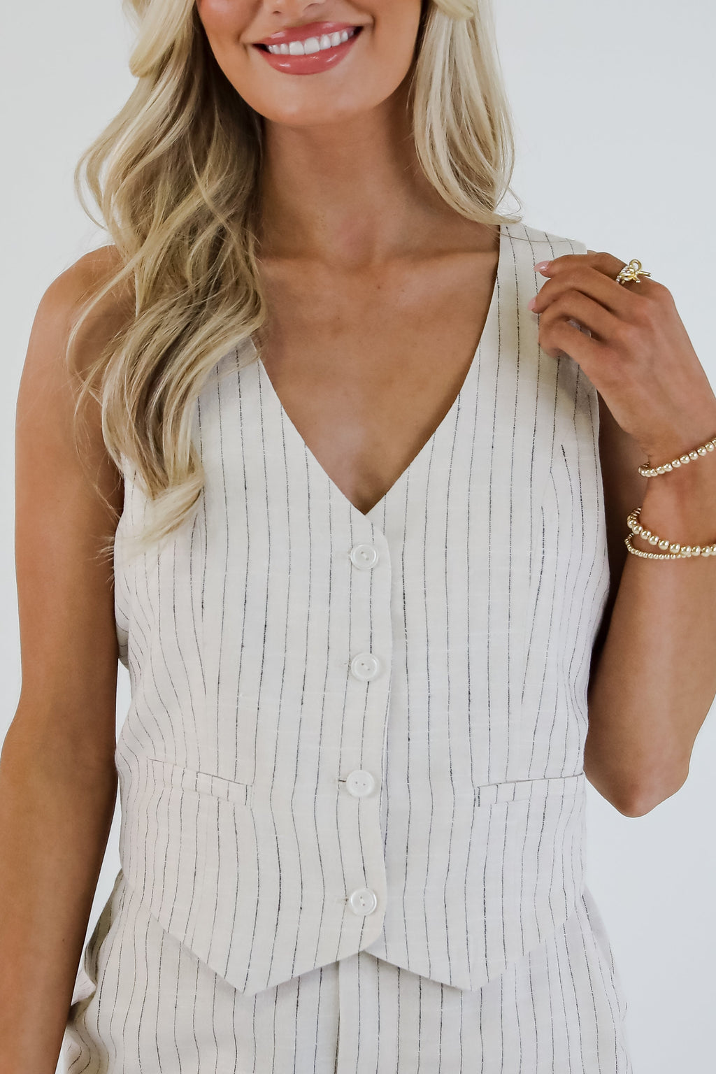FINAL SALE - All For It Natural Striped Vest