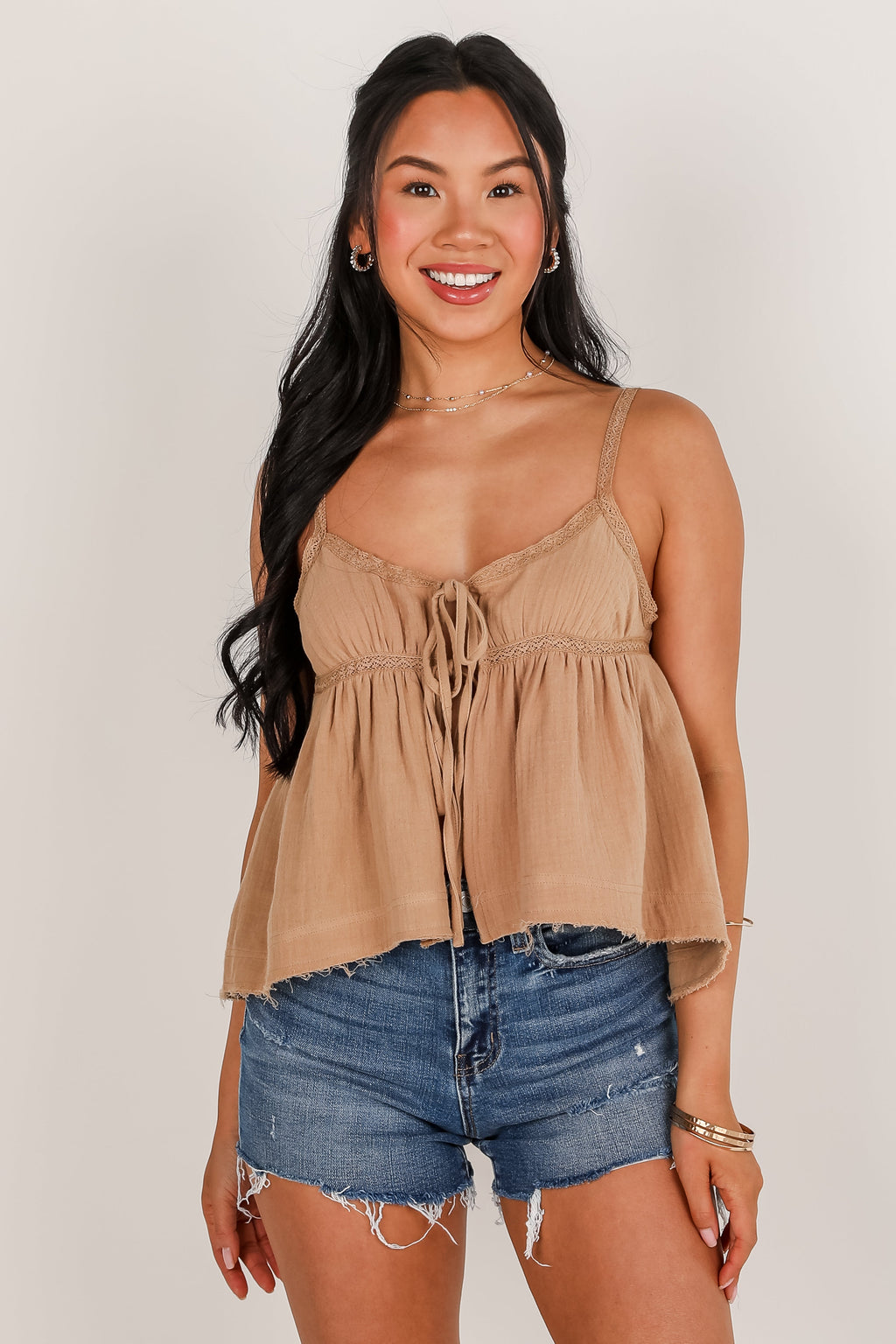 FINAL SALE - Conceptually Chic Taupe Linen Tank