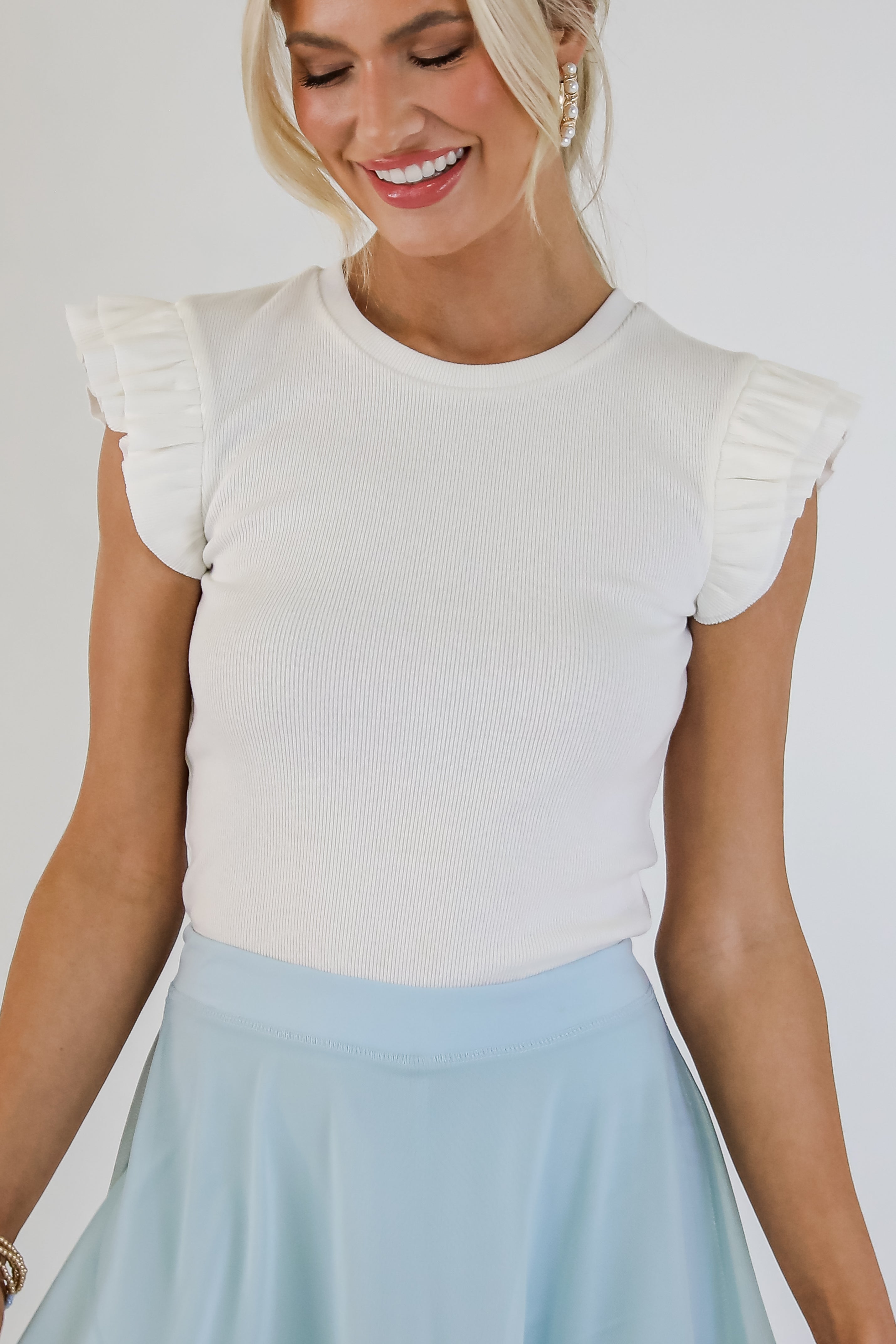 Endless Charm Off White Ruffle Top - DU DEAL